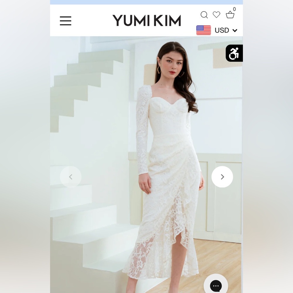 Yumi Kim Ariel midi dress size small in Hollywood white lace